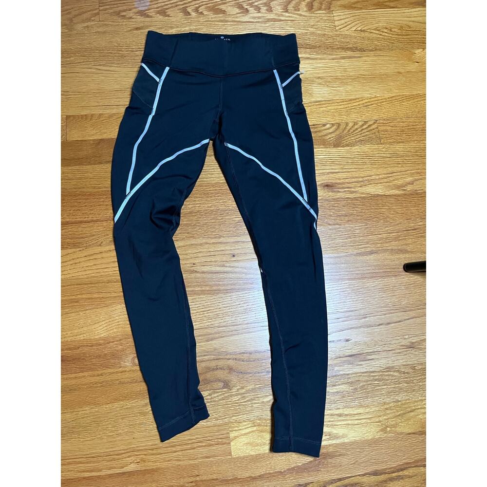 Athleta Reflective‎ Stride leggings size Small black running preowned excellent